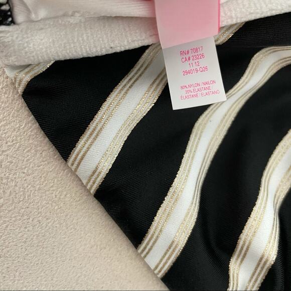 Victoria’s Secret Stripe Bandeau Halter Bikini Top Size M Strap Included Black - Picture 6 of 6